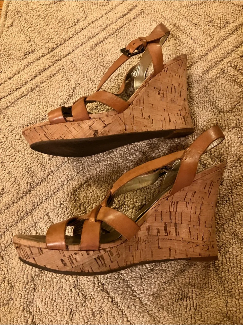 Guess Tan Platform Cork Wedges